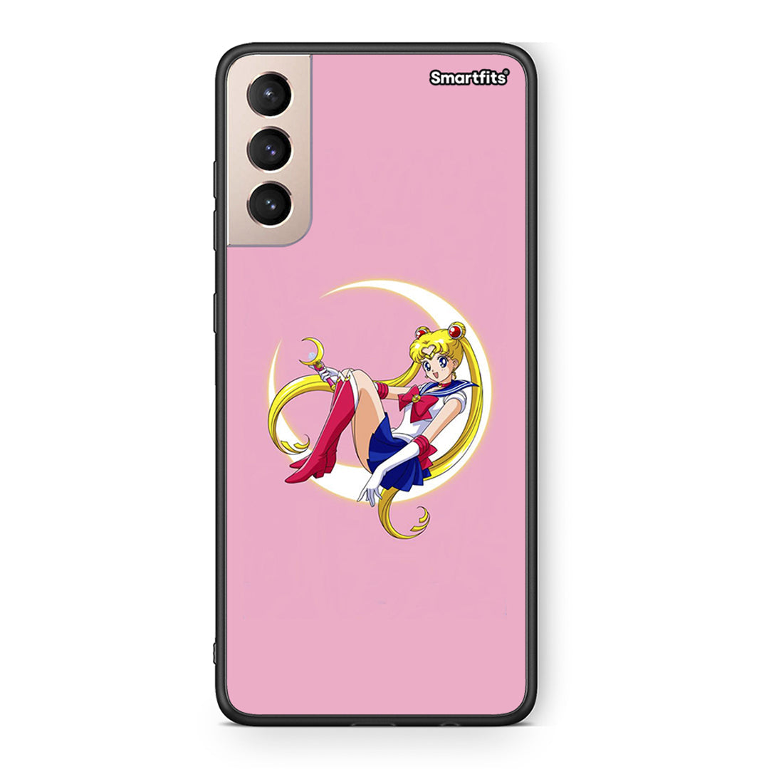 Samsung S21+ Moon Girl θήκη από τη Smartfits με σχέδιο στο πίσω μέρος και μαύρο περίβλημα | Smartphone case with colorful back and black bezels by Smartfits