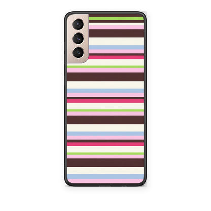 Θήκη Samsung Galaxy S21+ Multicolour Horizontal Stripes από τη Smartfits με σχέδιο στο πίσω μέρος και μαύρο περίβλημα | Samsung Galaxy S21+ Multicolour Horizontal Stripes case with colorful back and black bezels