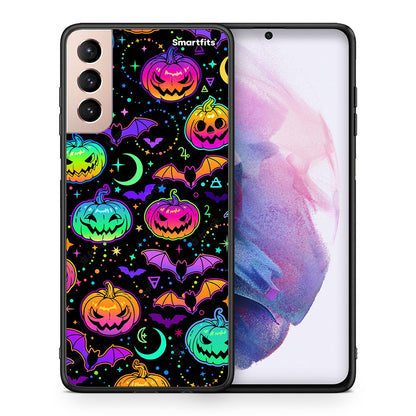 Θήκη Samsung S21+ Neon Halloween από τη Smartfits με σχέδιο στο πίσω μέρος και μαύρο περίβλημα | Samsung S21+ Neon Halloween case with colorful back and black bezels