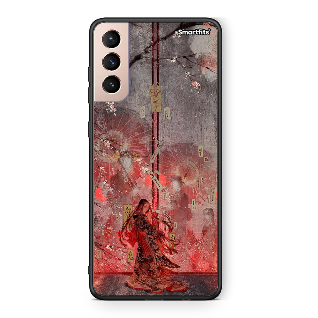 Samsung S21+ Nezuko Kamado θήκη από τη Smartfits με σχέδιο στο πίσω μέρος και μαύρο περίβλημα | Smartphone case with colorful back and black bezels by Smartfits