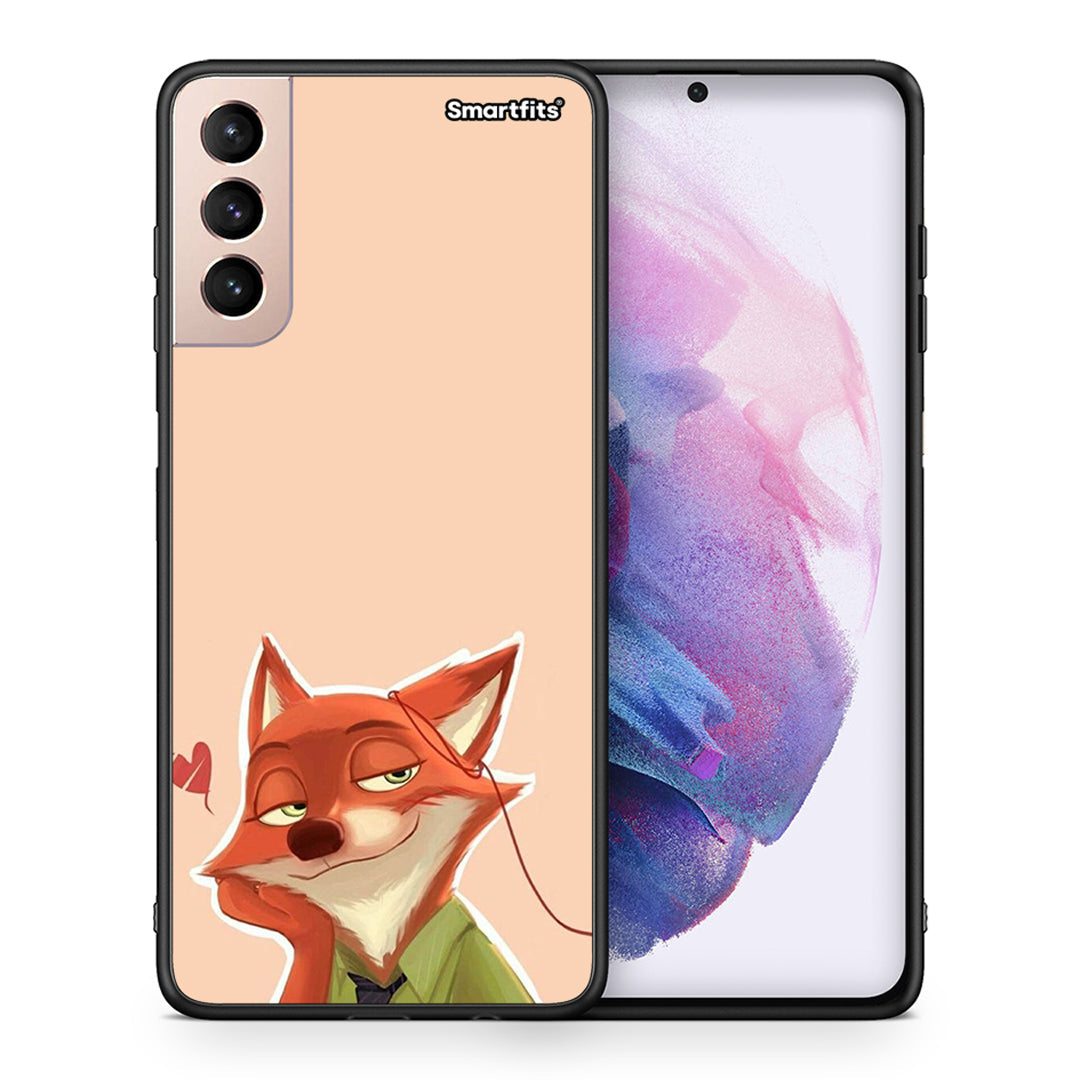 Θήκη Samsung S21+ Nick Wilde And Judy Hopps Love 1 από τη Smartfits με σχέδιο στο πίσω μέρος και μαύρο περίβλημα | Samsung S21+ Nick Wilde And Judy Hopps Love 1 case with colorful back and black bezels