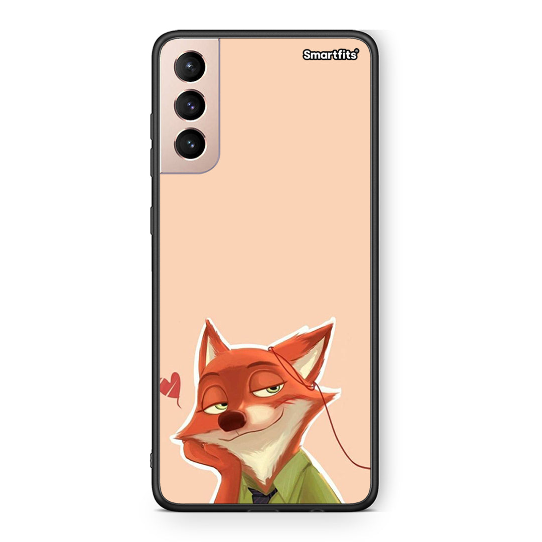 Samsung S21+ Nick Wilde And Judy Hopps Love 1 θήκη από τη Smartfits με σχέδιο στο πίσω μέρος και μαύρο περίβλημα | Smartphone case with colorful back and black bezels by Smartfits