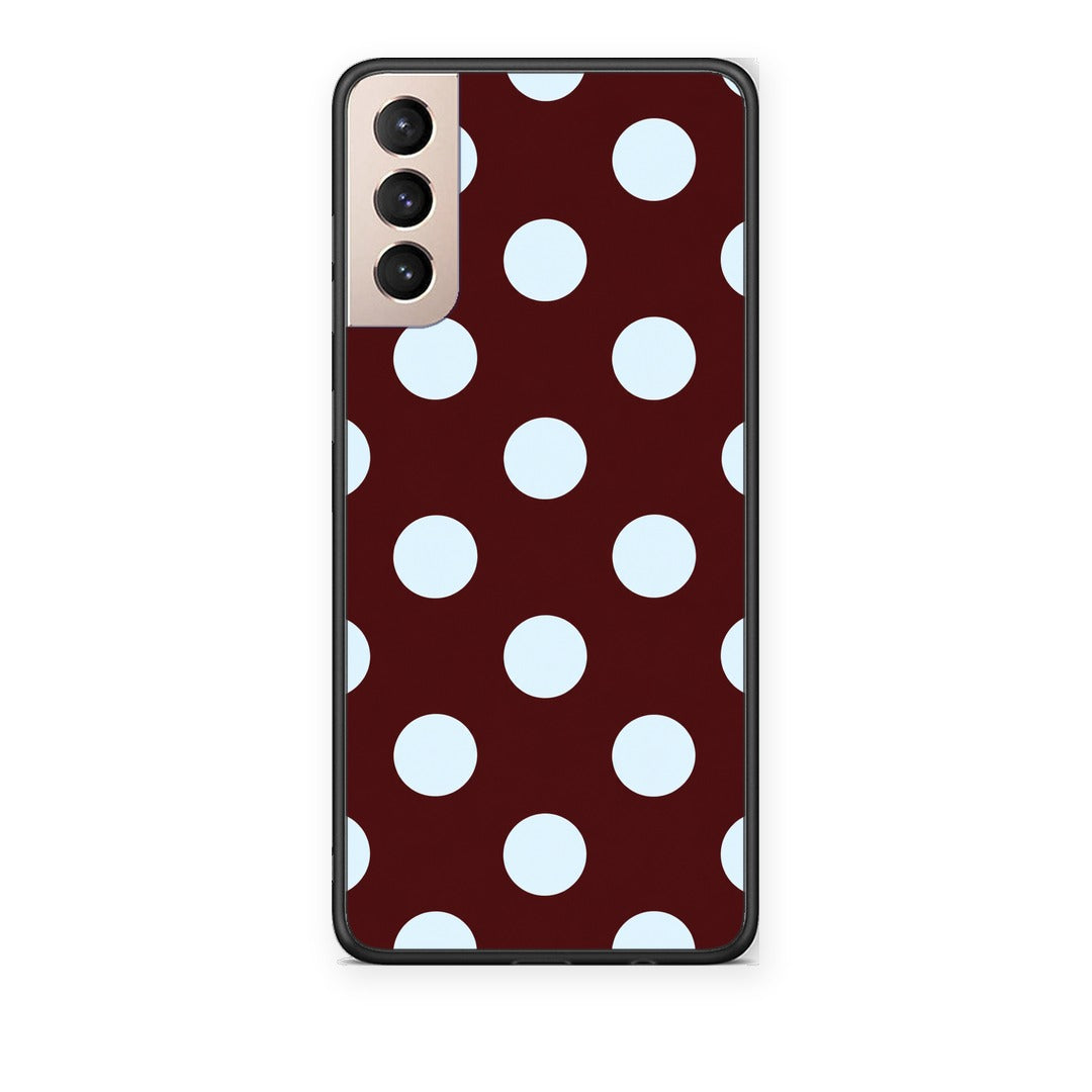 Θήκη Samsung Galaxy S21+ Pale Blue Large Polka Dots on Burgundy από τη Smartfits με σχέδιο στο πίσω μέρος και μαύρο περίβλημα | Samsung Galaxy S21+ Pale Blue Large Polka Dots on Burgundy case with colorful back and black bezels