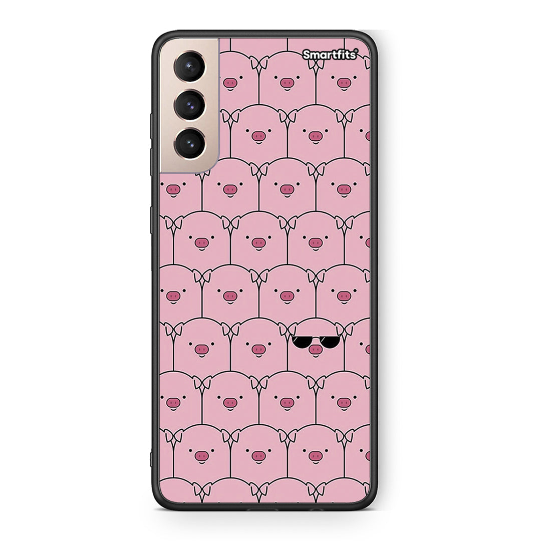 Samsung S21+ Pig Glasses θήκη από τη Smartfits με σχέδιο στο πίσω μέρος και μαύρο περίβλημα | Smartphone case with colorful back and black bezels by Smartfits