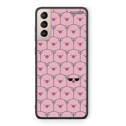 Samsung S21+ Pig Glasses θήκη από τη Smartfits με σχέδιο στο πίσω μέρος και μαύρο περίβλημα | Smartphone case with colorful back and black bezels by Smartfits