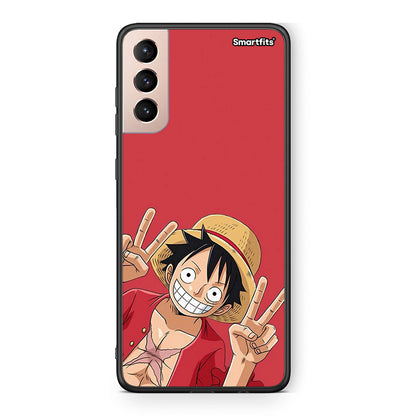 Samsung S21+ Pirate Luffy Θήκη από τη Smartfits με σχέδιο στο πίσω μέρος και μαύρο περίβλημα | Smartphone case with colorful back and black bezels by Smartfits