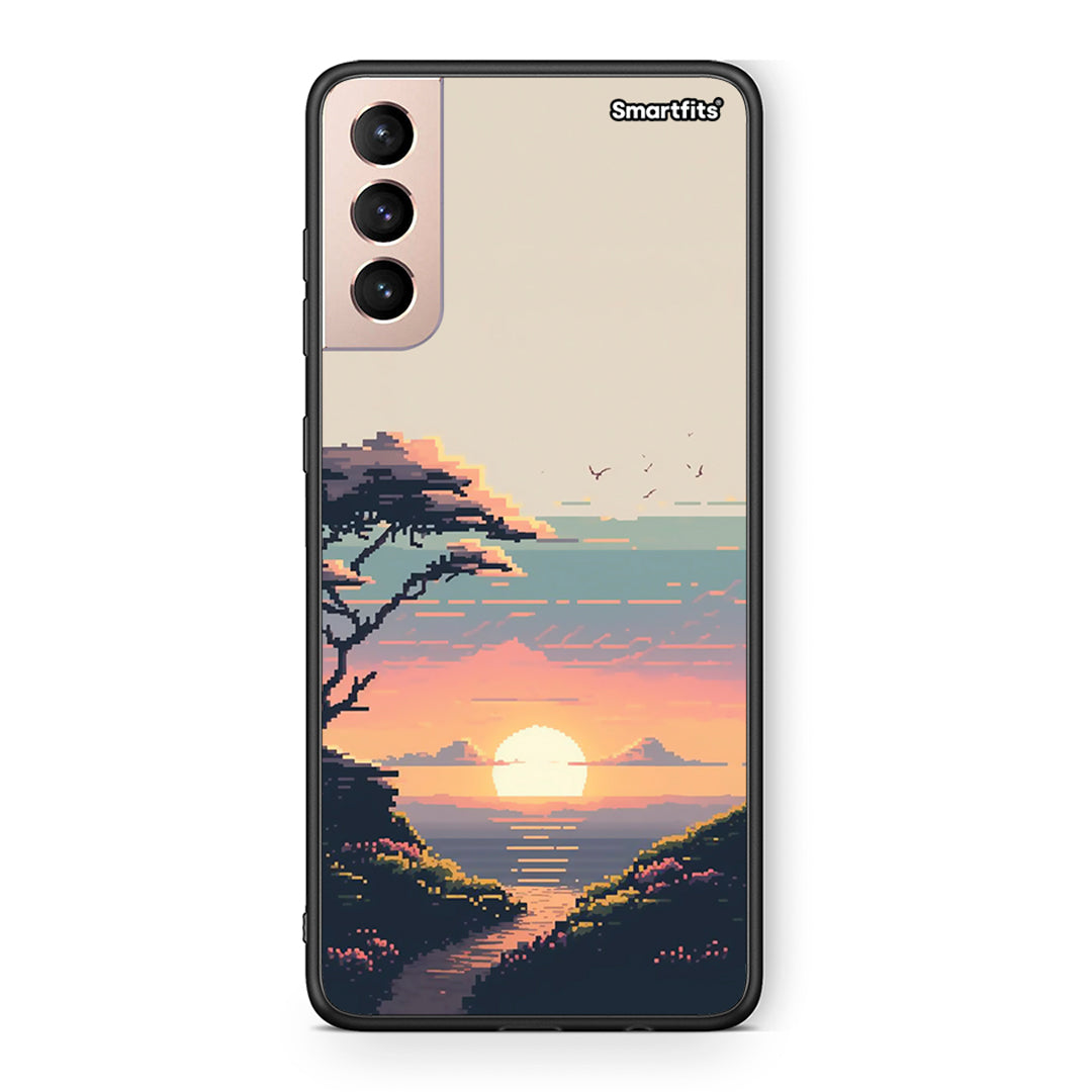Samsung S21+ Pixel Sunset Θήκη από τη Smartfits με σχέδιο στο πίσω μέρος και μαύρο περίβλημα | Smartphone case with colorful back and black bezels by Smartfits