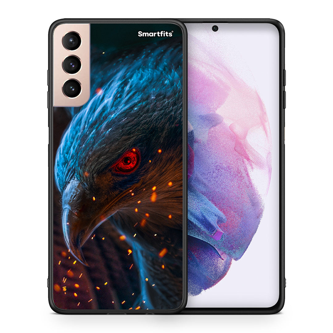 Θήκη Samsung S21+ Eagle PopArt από τη Smartfits με σχέδιο στο πίσω μέρος και μαύρο περίβλημα | Samsung S21+ Eagle PopArt case with colorful back and black bezels