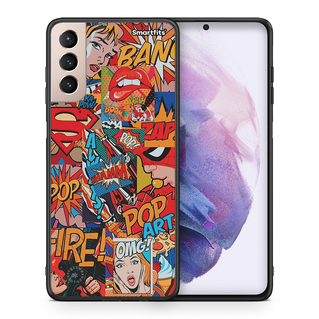 Θήκη Samsung S21+ PopArt OMG από τη Smartfits με σχέδιο στο πίσω μέρος και μαύρο περίβλημα | Samsung S21+ PopArt OMG case with colorful back and black bezels