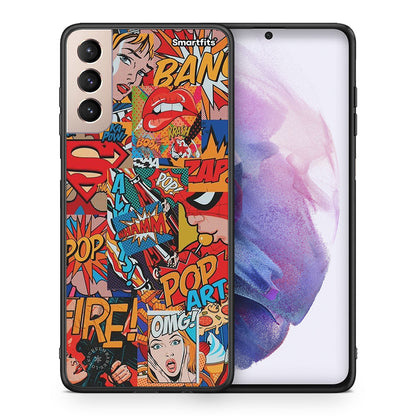 Θήκη Samsung S21+ PopArt OMG από τη Smartfits με σχέδιο στο πίσω μέρος και μαύρο περίβλημα | Samsung S21+ PopArt OMG case with colorful back and black bezels
