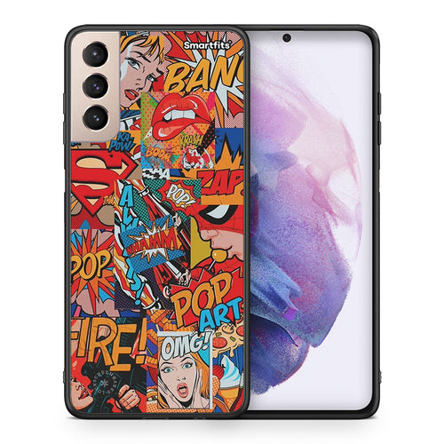Θήκη Samsung S21+ PopArt OMG από τη Smartfits με σχέδιο στο πίσω μέρος και μαύρο περίβλημα | Samsung S21+ PopArt OMG case with colorful back and black bezels