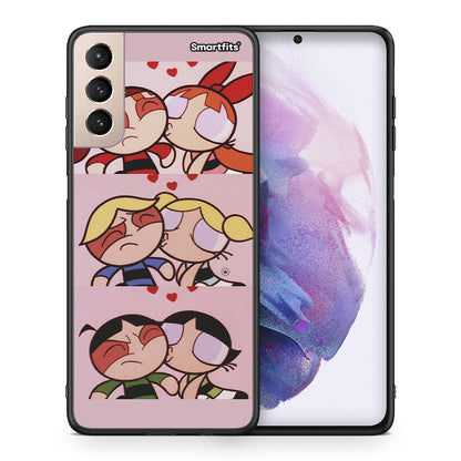 Θήκη Αγίου Βαλεντίνου Samsung S21+ Puff Love από τη Smartfits με σχέδιο στο πίσω μέρος και μαύρο περίβλημα | Samsung S21+ Puff Love case with colorful back and black bezels