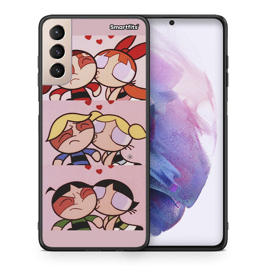 Θήκη Αγίου Βαλεντίνου Samsung S21+ Puff Love από τη Smartfits με σχέδιο στο πίσω μέρος και μαύρο περίβλημα | Samsung S21+ Puff Love case with colorful back and black bezels