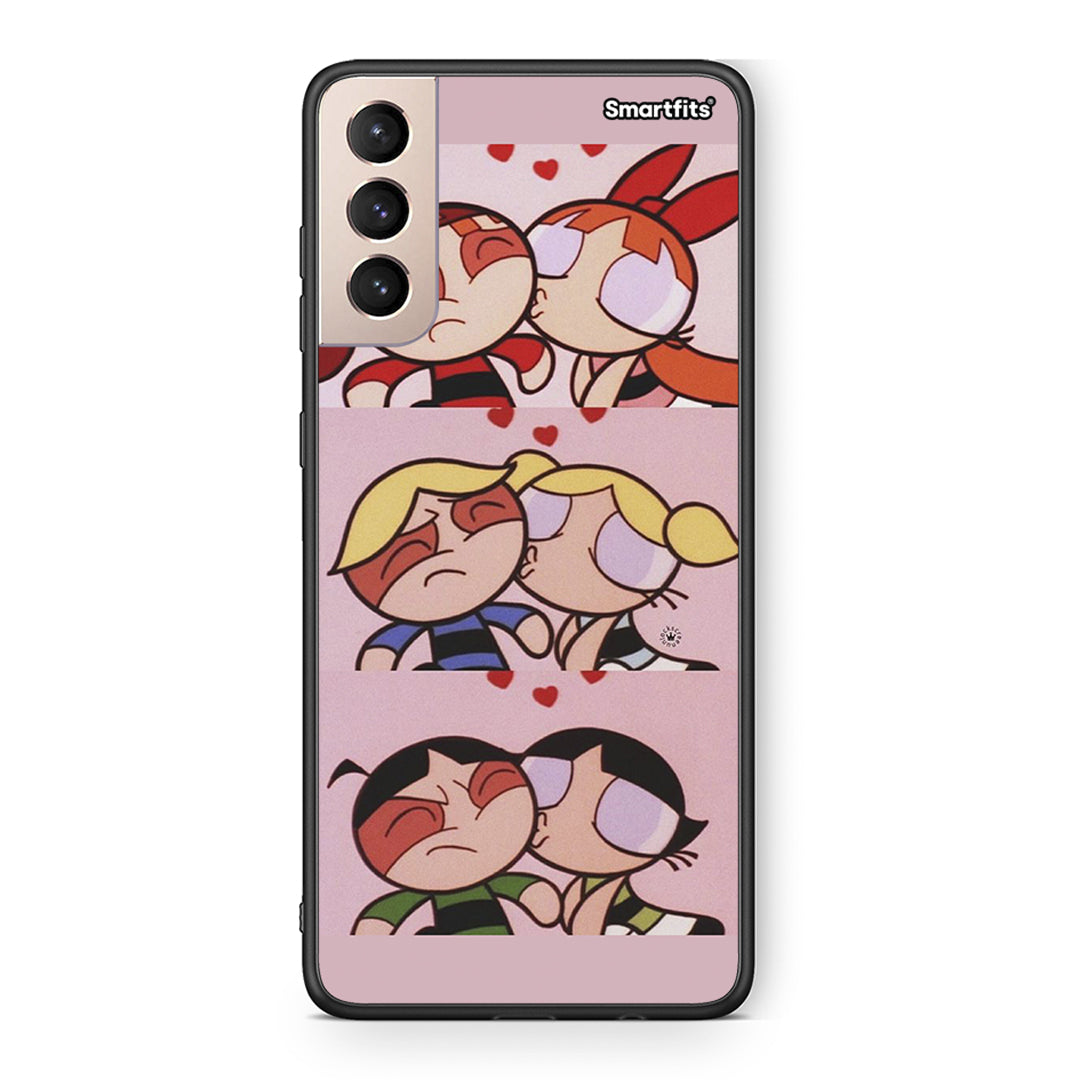 Samsung S21+ Puff Love Θήκη Αγίου Βαλεντίνου από τη Smartfits με σχέδιο στο πίσω μέρος και μαύρο περίβλημα | Smartphone case with colorful back and black bezels by Smartfits