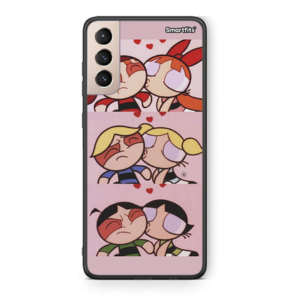 Samsung S21+ Puff Love Θήκη Αγίου Βαλεντίνου από τη Smartfits με σχέδιο στο πίσω μέρος και μαύρο περίβλημα | Smartphone case with colorful back and black bezels by Smartfits