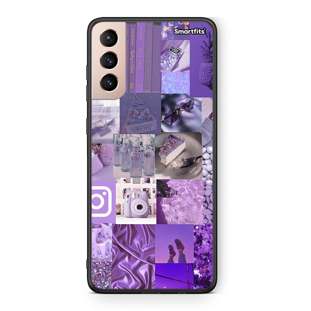 Samsung S21+ Purple Aesthetic Collage θήκη από τη Smartfits με σχέδιο στο πίσω μέρος και μαύρο περίβλημα | Smartphone case with colorful back and black bezels by Smartfits