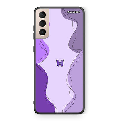Samsung S21+ Purple Mariposa Θήκη Αγίου Βαλεντίνου από τη Smartfits με σχέδιο στο πίσω μέρος και μαύρο περίβλημα | Smartphone case with colorful back and black bezels by Smartfits
