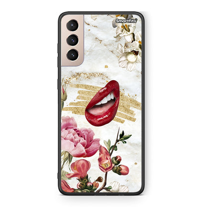 Samsung S21+ Red Lips θήκη από τη Smartfits με σχέδιο στο πίσω μέρος και μαύρο περίβλημα | Smartphone case with colorful back and black bezels by Smartfits