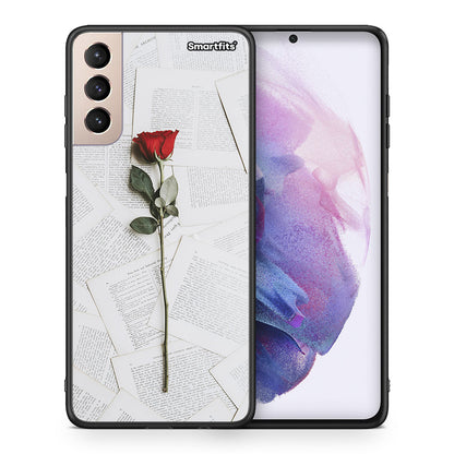 Θήκη Samsung S21+ Red Rose από τη Smartfits με σχέδιο στο πίσω μέρος και μαύρο περίβλημα | Samsung S21+ Red Rose case with colorful back and black bezels