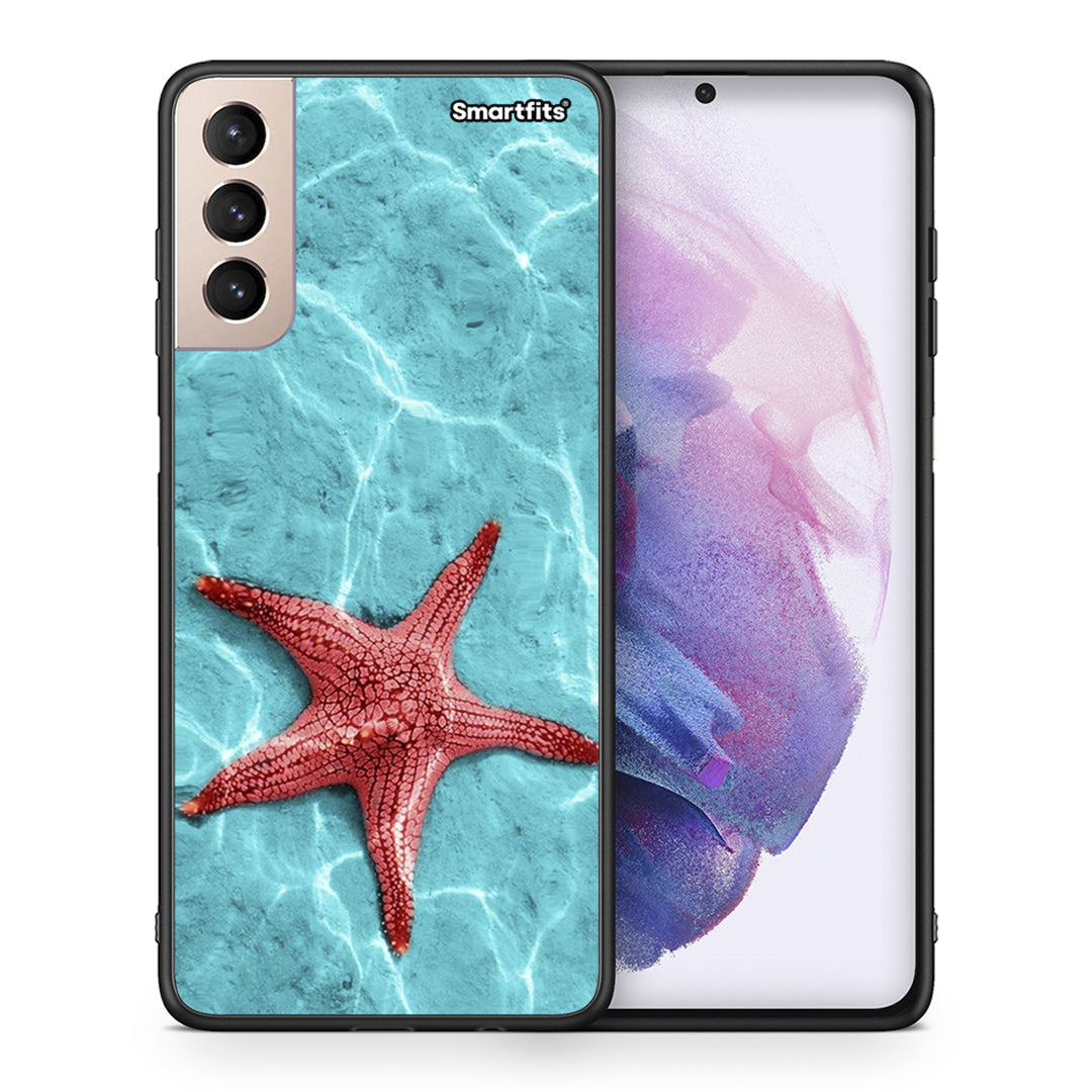 Θήκη Samsung S21+ Red Starfish από τη Smartfits με σχέδιο στο πίσω μέρος και μαύρο περίβλημα | Samsung S21+ Red Starfish case with colorful back and black bezels