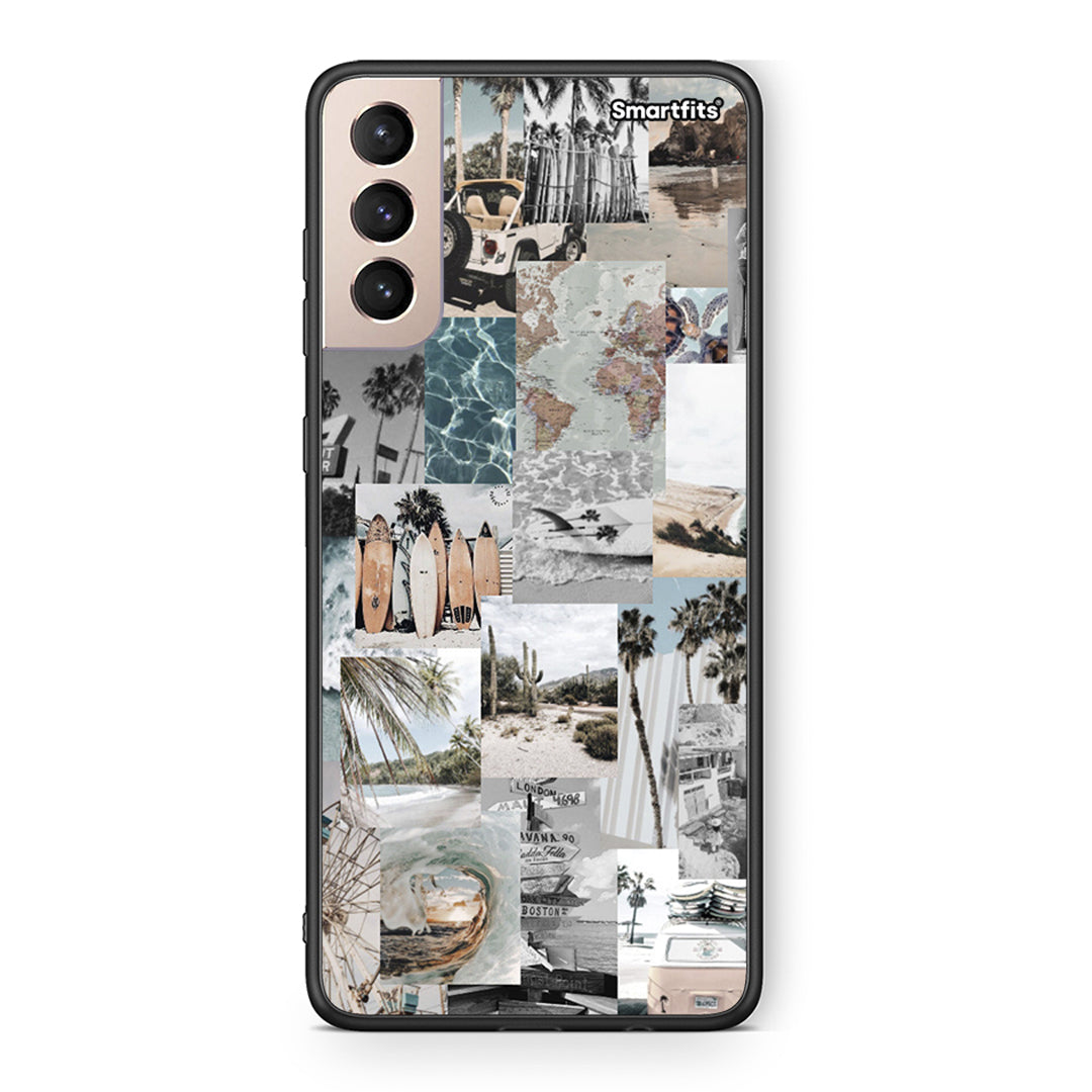 Samsung S21+ Retro Beach Life Θήκη από τη Smartfits με σχέδιο στο πίσω μέρος και μαύρο περίβλημα | Smartphone case with colorful back and black bezels by Smartfits
