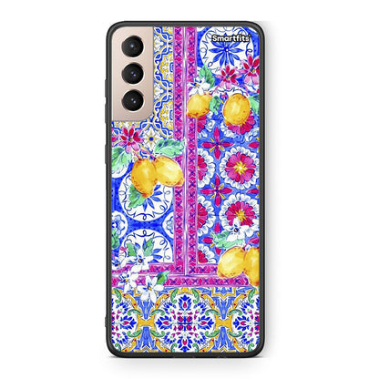 Samsung S21+ Retro Spring θήκη από τη Smartfits με σχέδιο στο πίσω μέρος και μαύρο περίβλημα | Smartphone case with colorful back and black bezels by Smartfits