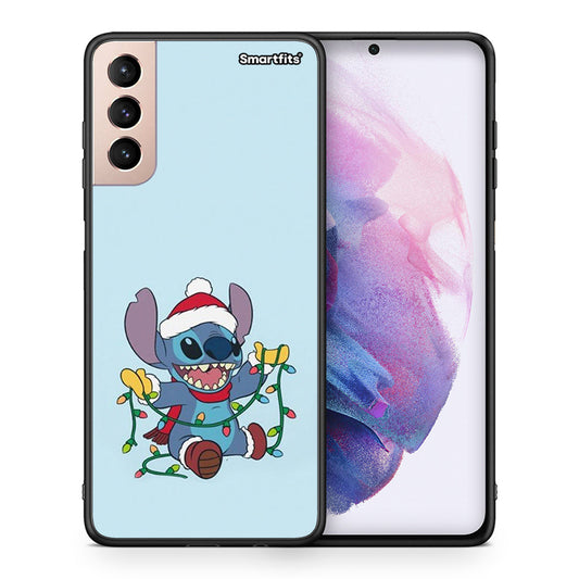 Θήκη Samsung S21+ Santa Stich από τη Smartfits με σχέδιο στο πίσω μέρος και μαύρο περίβλημα | Samsung S21+ Santa Stich case with colorful back and black bezels