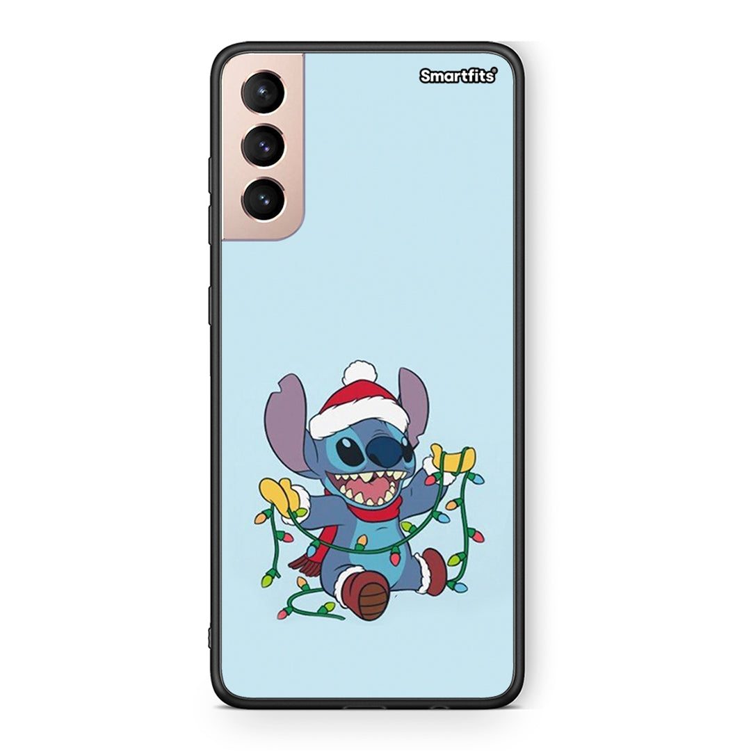Samsung S21+ Santa Stich θήκη από τη Smartfits με σχέδιο στο πίσω μέρος και μαύρο περίβλημα | Smartphone case with colorful back and black bezels by Smartfits