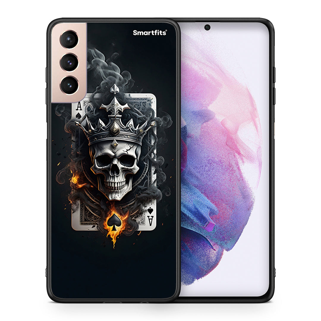 Θήκη Samsung S21+ Skull King Ace από τη Smartfits με σχέδιο στο πίσω μέρος και μαύρο περίβλημα | Samsung S21+ Skull King Ace case with colorful back and black bezels