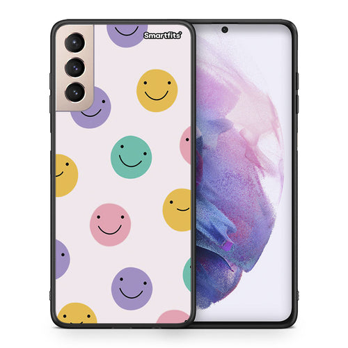 Θήκη Samsung S21+ Smiley Faces από τη Smartfits με σχέδιο στο πίσω μέρος και μαύρο περίβλημα | Samsung S21+ Smiley Faces case with colorful back and black bezels