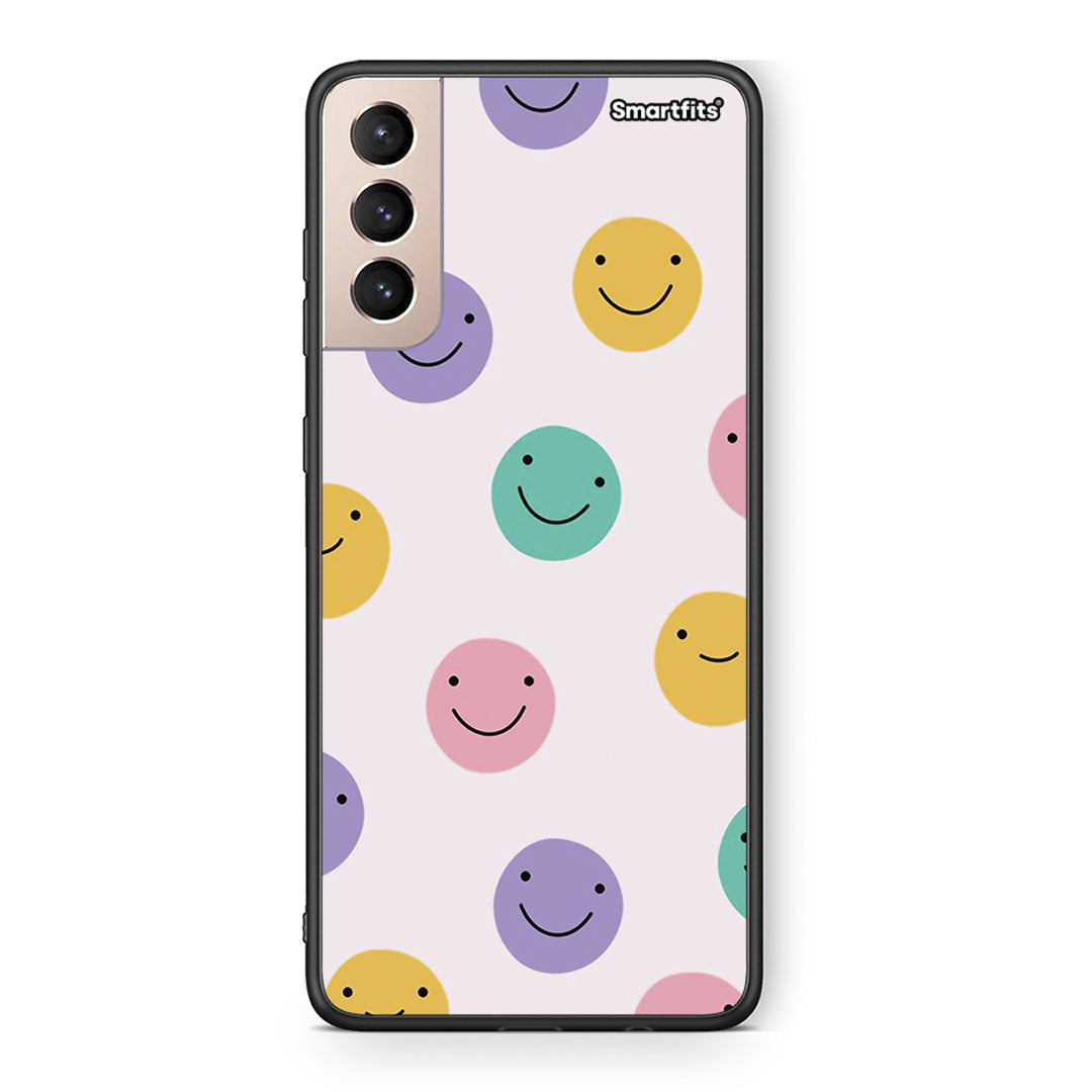 Samsung S21+ Smiley Faces θήκη από τη Smartfits με σχέδιο στο πίσω μέρος και μαύρο περίβλημα | Smartphone case with colorful back and black bezels by Smartfits