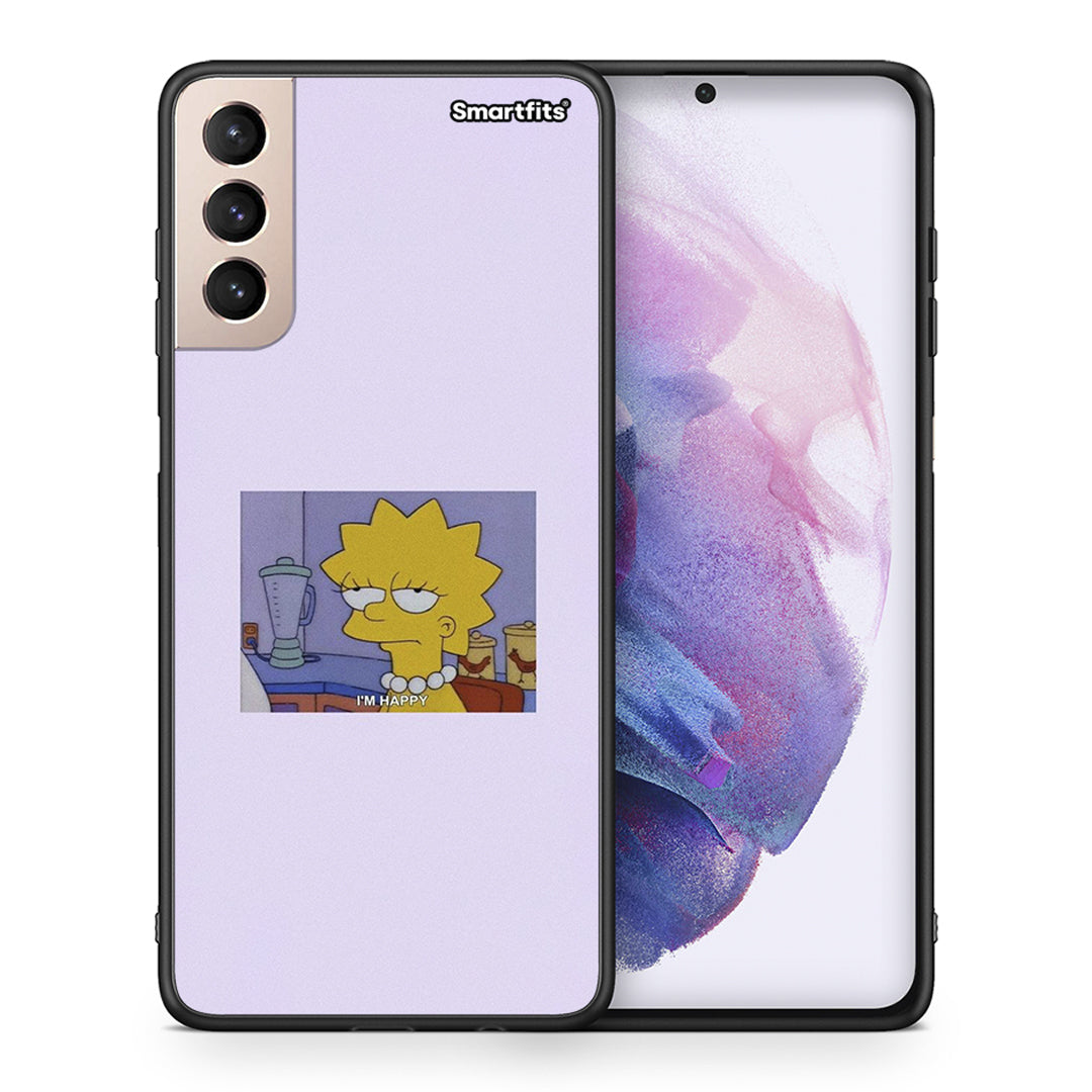 Θήκη Samsung S21+ So Happy από τη Smartfits με σχέδιο στο πίσω μέρος και μαύρο περίβλημα | Samsung S21+ So Happy case with colorful back and black bezels