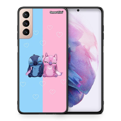 Θήκη Samsung S21+ Stitch And Angel από τη Smartfits με σχέδιο στο πίσω μέρος και μαύρο περίβλημα | Samsung S21+ Stitch And Angel case with colorful back and black bezels