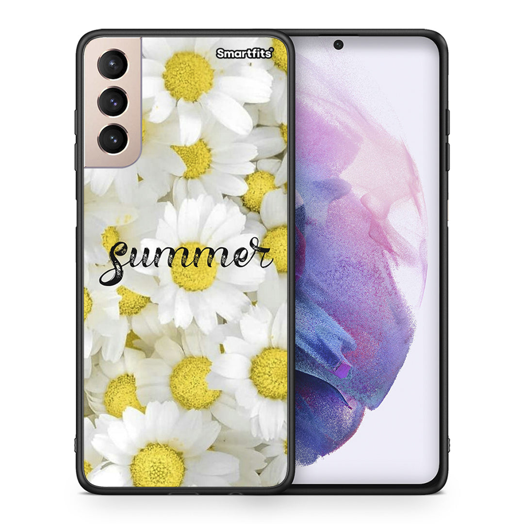 Θήκη Samsung S21+ Summer Daisies από τη Smartfits με σχέδιο στο πίσω μέρος και μαύρο περίβλημα | Samsung S21+ Summer Daisies case with colorful back and black bezels
