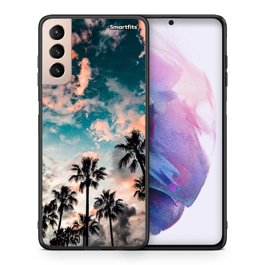 Θήκη Samsung S21+ Sky Summer από τη Smartfits με σχέδιο στο πίσω μέρος και μαύρο περίβλημα | Samsung S21+ Sky Summer case with colorful back and black bezels