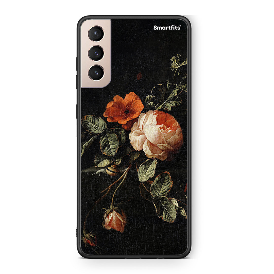 Samsung S21+ Vintage Roses θήκη από τη Smartfits με σχέδιο στο πίσω μέρος και μαύρο περίβλημα | Smartphone case with colorful back and black bezels by Smartfits