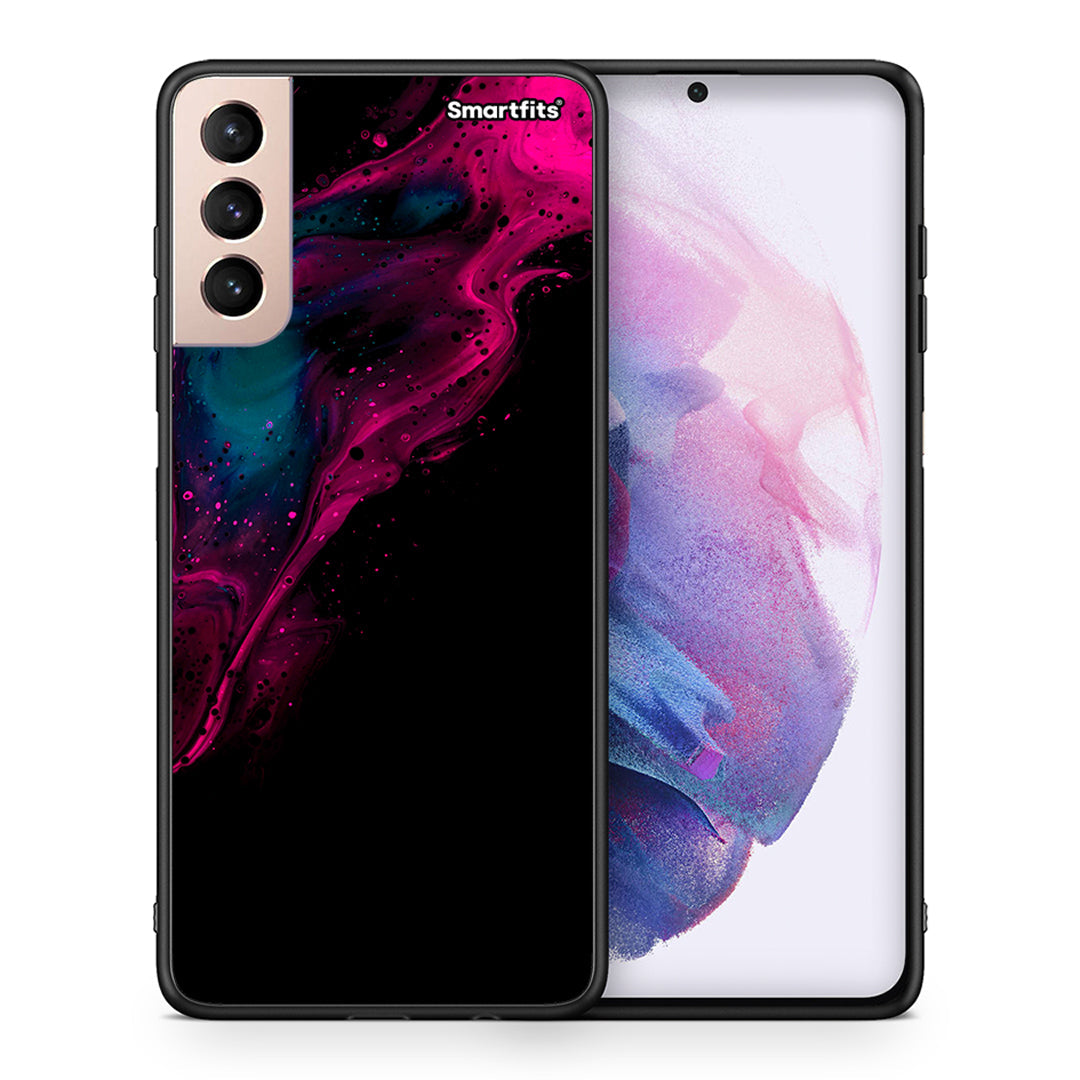 Θήκη Samsung S21+ Pink Black Watercolor από τη Smartfits με σχέδιο στο πίσω μέρος και μαύρο περίβλημα | Samsung S21+ Pink Black Watercolor case with colorful back and black bezels