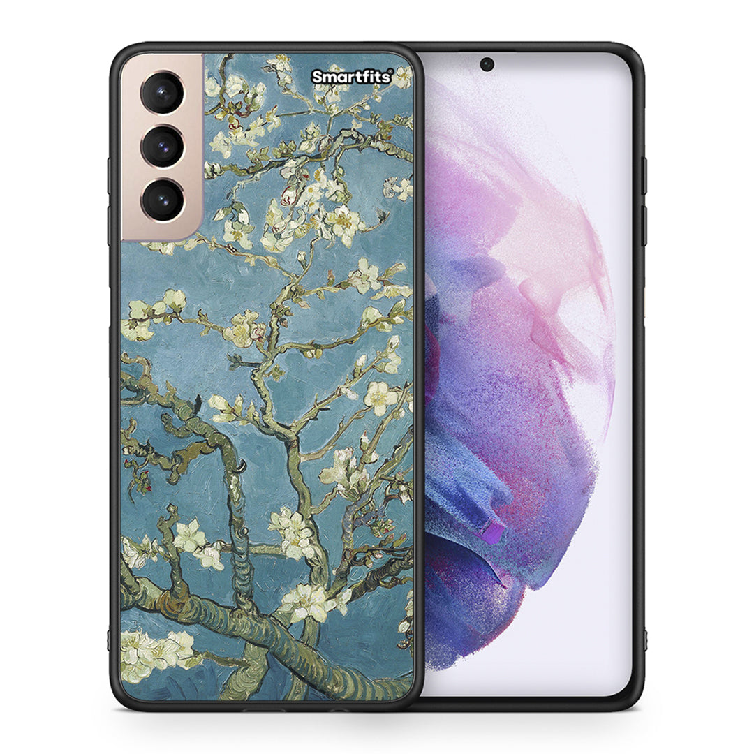 Θήκη Samsung S21+ White Blossoms από τη Smartfits με σχέδιο στο πίσω μέρος και μαύρο περίβλημα | Samsung S21+ White Blossoms case with colorful back and black bezels