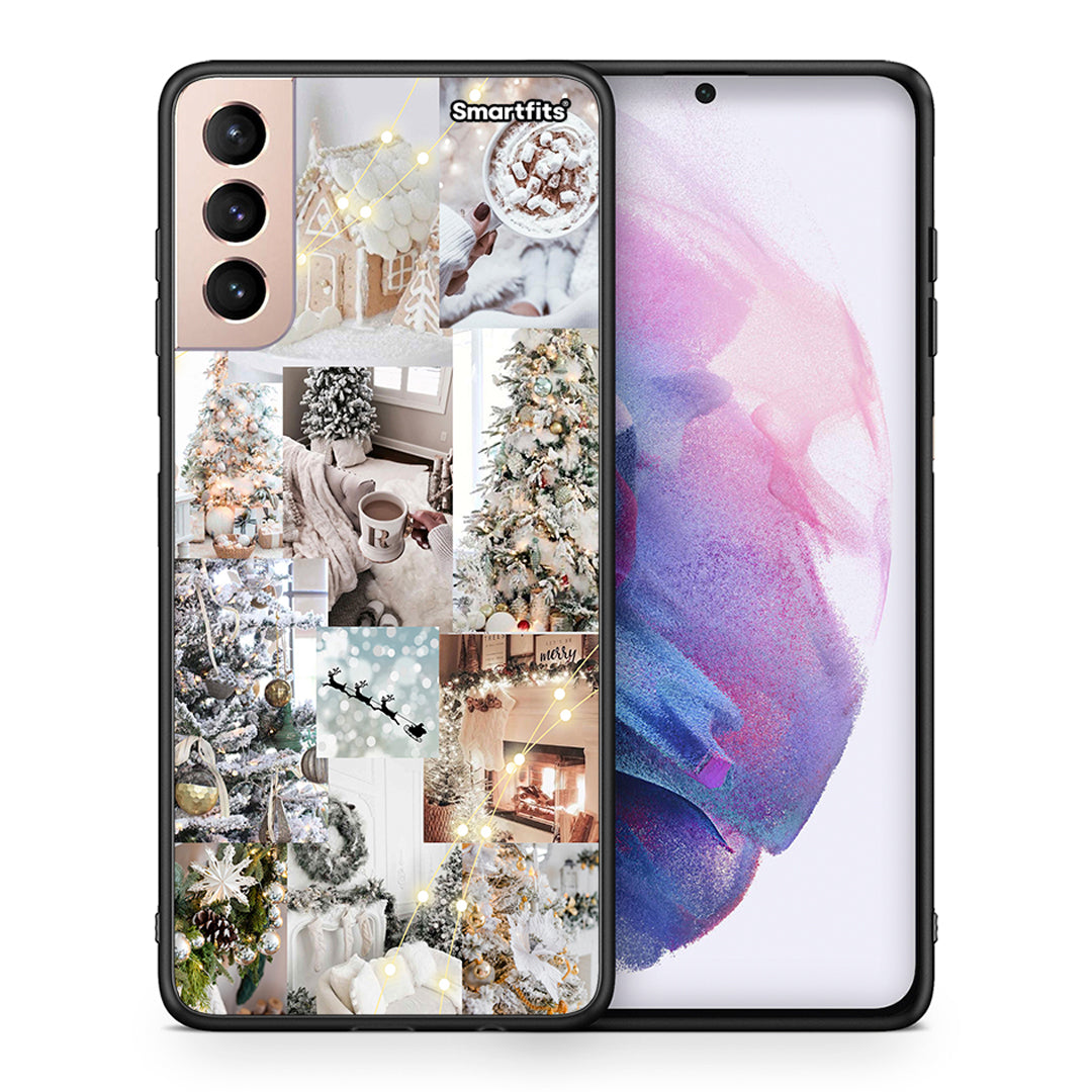 Θήκη Samsung S21+ White Christmas από τη Smartfits με σχέδιο στο πίσω μέρος και μαύρο περίβλημα | Samsung S21+ White Christmas case with colorful back and black bezels