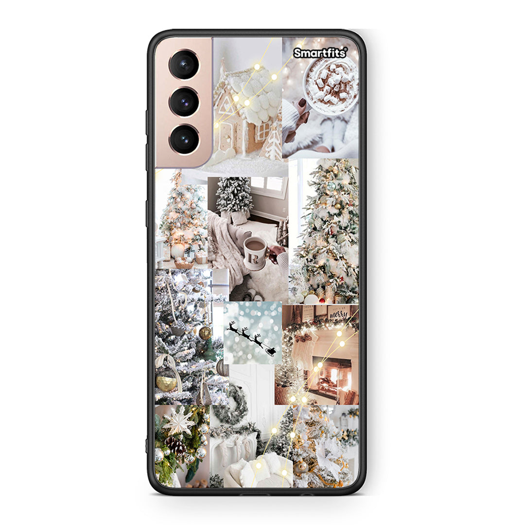 Samsung S21+ White Christmas θήκη από τη Smartfits με σχέδιο στο πίσω μέρος και μαύρο περίβλημα | Smartphone case with colorful back and black bezels by Smartfits