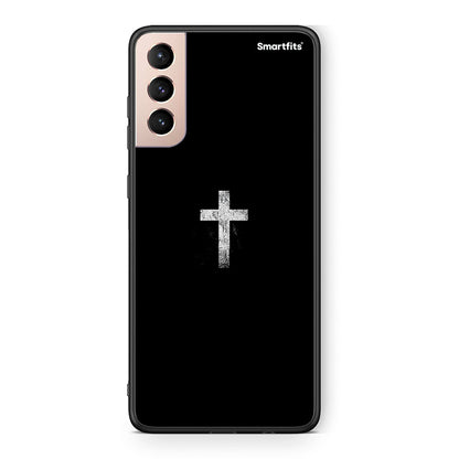 Samsung S21+ White Cross θήκη από τη Smartfits με σχέδιο στο πίσω μέρος και μαύρο περίβλημα | Smartphone case with colorful back and black bezels by Smartfits