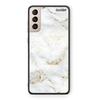 Samsung S21+ White Gold Marble θήκη από τη Smartfits με σχέδιο στο πίσω μέρος και μαύρο περίβλημα | Smartphone case with colorful back and black bezels by Smartfits