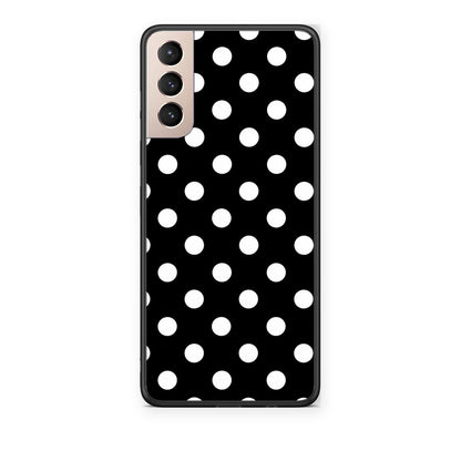 Θήκη Samsung Galaxy S21+ White Polka Dots on Black από τη Smartfits με σχέδιο στο πίσω μέρος και μαύρο περίβλημα | Samsung Galaxy S21+ White Polka Dots on Black case with colorful back and black bezels