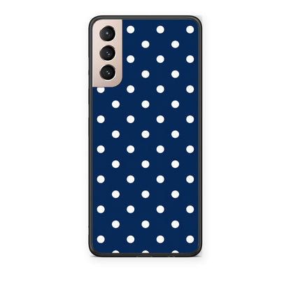 Θήκη Samsung Galaxy S21+ White Small Polka Dots on Navy από τη Smartfits με σχέδιο στο πίσω μέρος και μαύρο περίβλημα | Samsung Galaxy S21+ White Small Polka Dots on Navy case with colorful back and black bezels