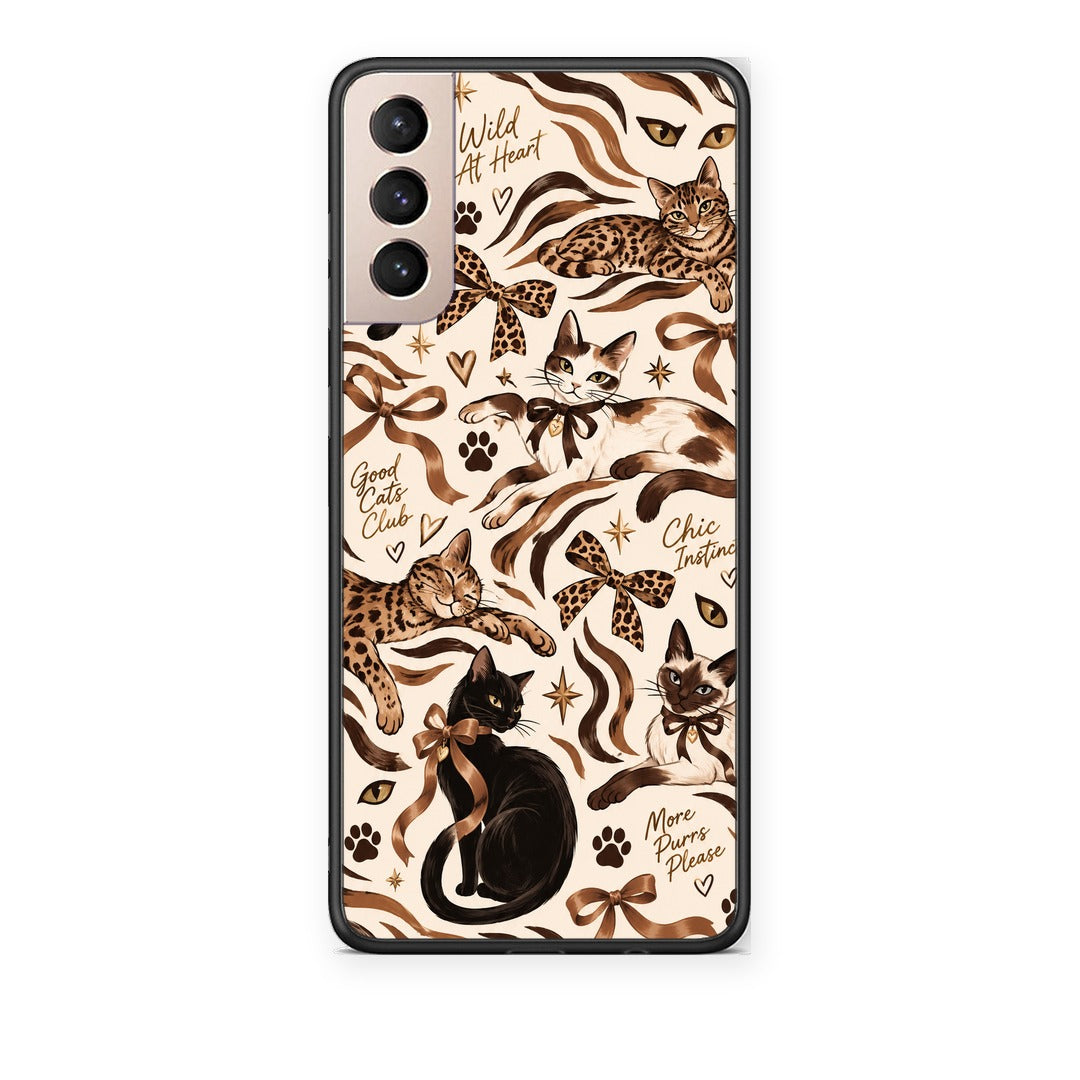 Θήκη Samsung Galaxy S21+ Wild Cats and Animal Print Collage από τη Smartfits με σχέδιο στο πίσω μέρος και μαύρο περίβλημα | Samsung Galaxy S21+ Wild Cats and Animal Print Collage case with colorful back and black bezels