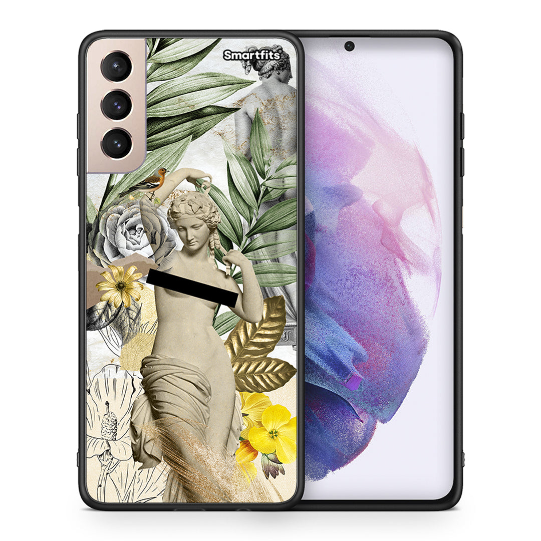 Θήκη Samsung S21+ Woman Statue από τη Smartfits με σχέδιο στο πίσω μέρος και μαύρο περίβλημα | Samsung S21+ Woman Statue case with colorful back and black bezels