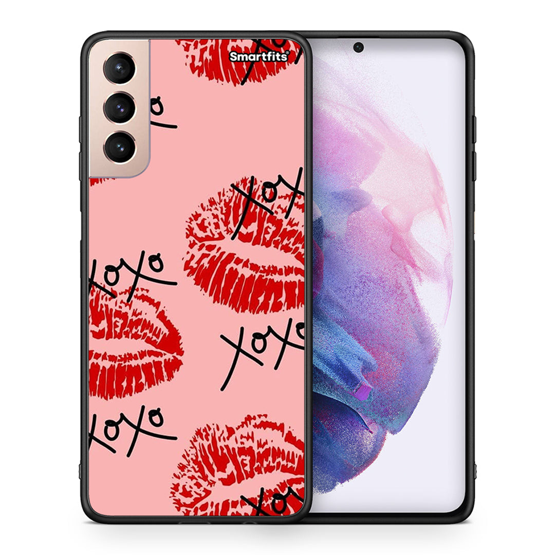 Θήκη Samsung S21+ XOXO Lips από τη Smartfits με σχέδιο στο πίσω μέρος και μαύρο περίβλημα | Samsung S21+ XOXO Lips case with colorful back and black bezels