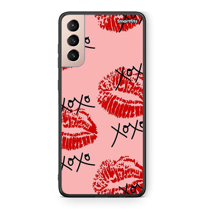Samsung S21+ XOXO Lips θήκη από τη Smartfits με σχέδιο στο πίσω μέρος και μαύρο περίβλημα | Smartphone case with colorful back and black bezels by Smartfits