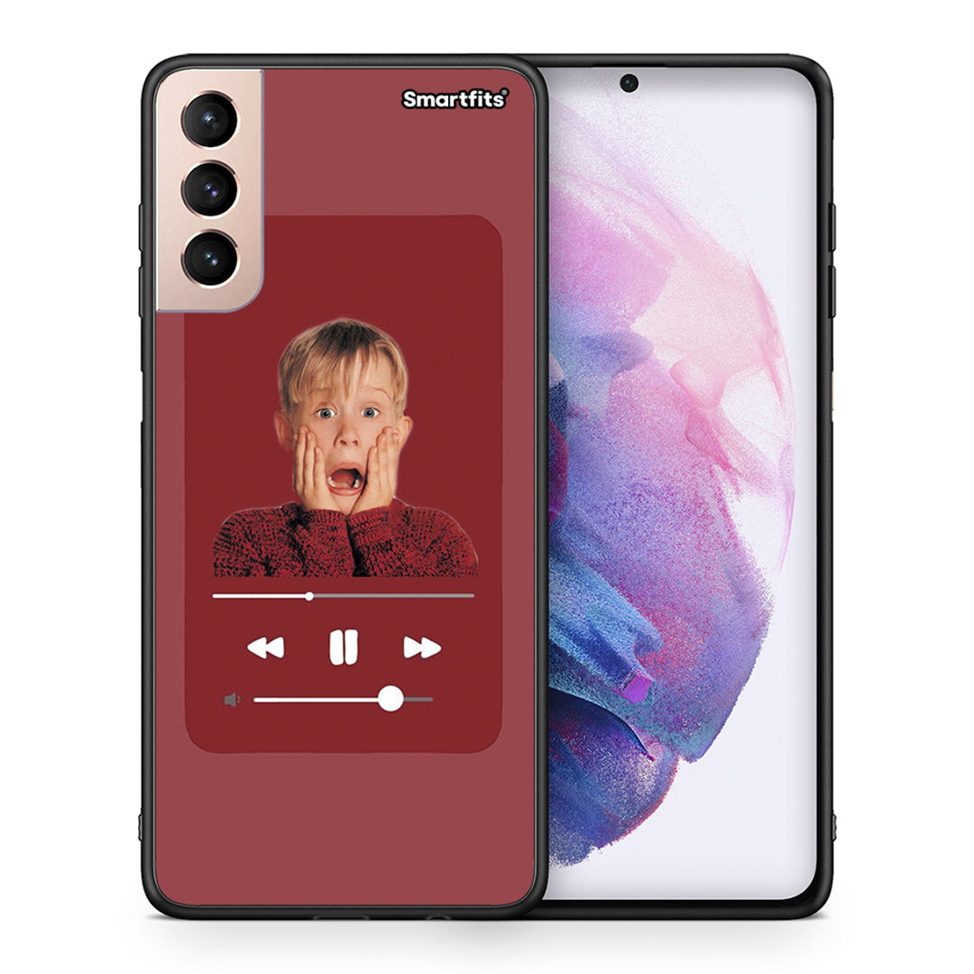 Θήκη Samsung S21+ Xmas Alone Music από τη Smartfits με σχέδιο στο πίσω μέρος και μαύρο περίβλημα | Samsung S21+ Xmas Alone Music case with colorful back and black bezels