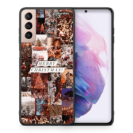 Θήκη Samsung S21+ Xmas Collage από τη Smartfits με σχέδιο στο πίσω μέρος και μαύρο περίβλημα | Samsung S21+ Xmas Collage case with colorful back and black bezels